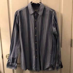 Pronto Uomo blue striped dress shirt